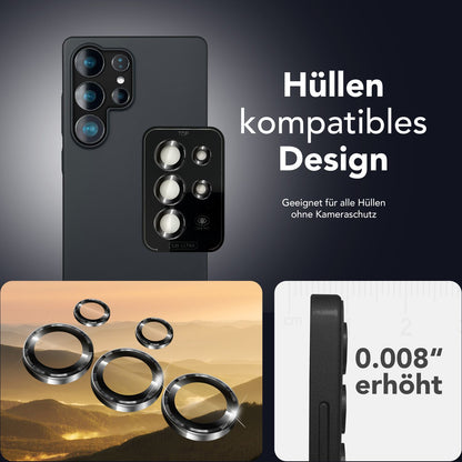 NALIA Glas Kameraschutzringe für Samsung Galaxy S25 Ultra – Linsenschutz & Case Friendly – FOCUS.PRO CLX (9H Härtegrad & Montagerahmen) – Marke aus Berlin