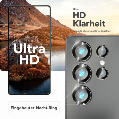 NALIA Glas Kameraschutzringe für Samsung Galaxy S25 Ultra – Linsenschutz & Case Friendly – FOCUS.PRO CLX (9H Härtegrad & Montagerahmen) – Marke aus Berlin