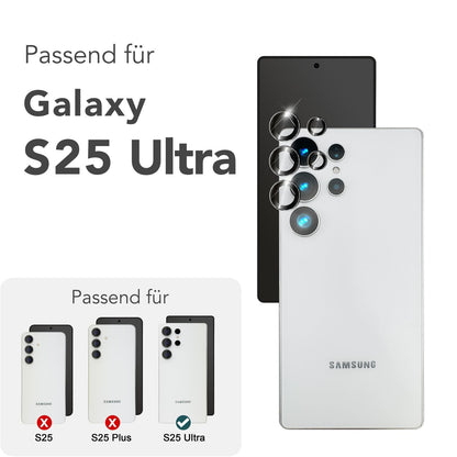 NALIA Glas Kameraschutzringe für Samsung Galaxy S25 Ultra – Linsenschutz & Case Friendly – FOCUS.PRO CLX (9H Härtegrad & Montagerahmen) – Marke aus Berlin
