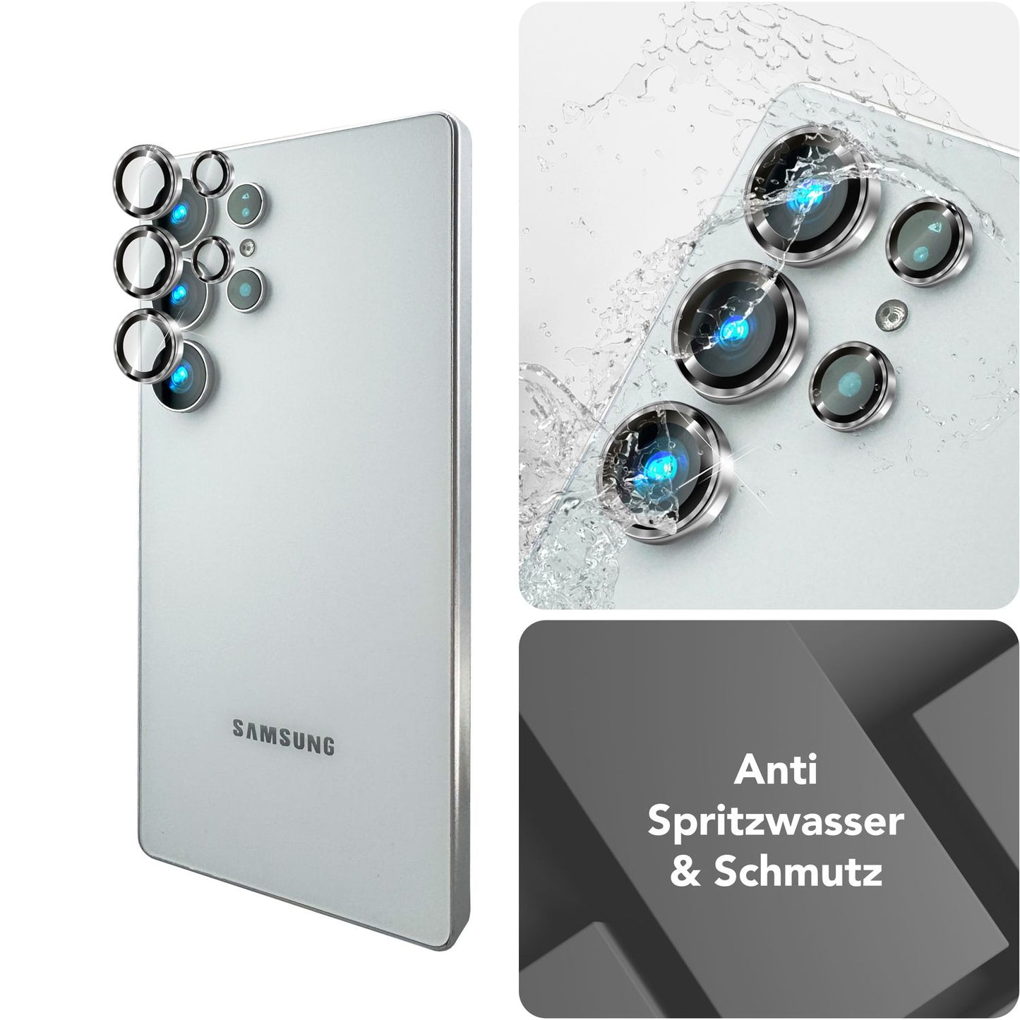NALIA Glas Kameraschutzringe für Samsung Galaxy S25 Ultra – Linsenschutz & Case Friendly – FOCUS.PRO CLX (9H Härtegrad & Montagerahmen) – Marke aus Berlin