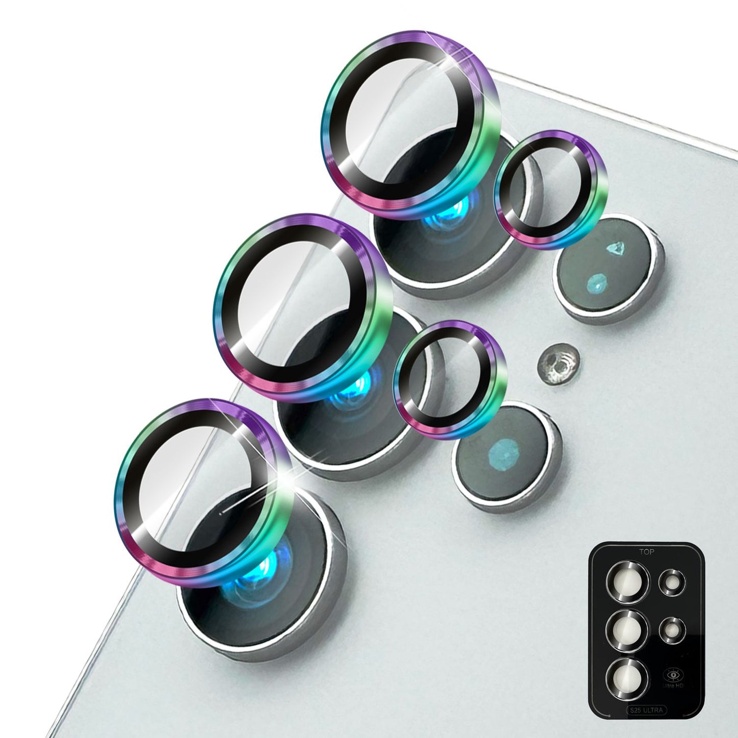 NALIA Glas Kameraschutzringe für Samsung Galaxy S25 Ultra – Linsenschutz & Case Friendly – FOCUS.PRO CLX (9H Härtegrad & Montagerahmen) – Marke aus Berlin