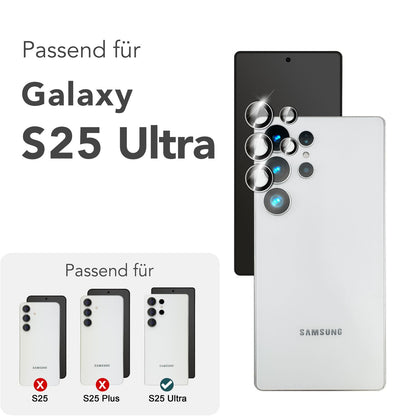 NALIA Glas Kameraschutzringe für Samsung Galaxy S25 Ultra – Linsenschutz & Case Friendly – FOCUS.PRO CLX (9H Härtegrad & Montagerahmen) – Marke aus Berlin