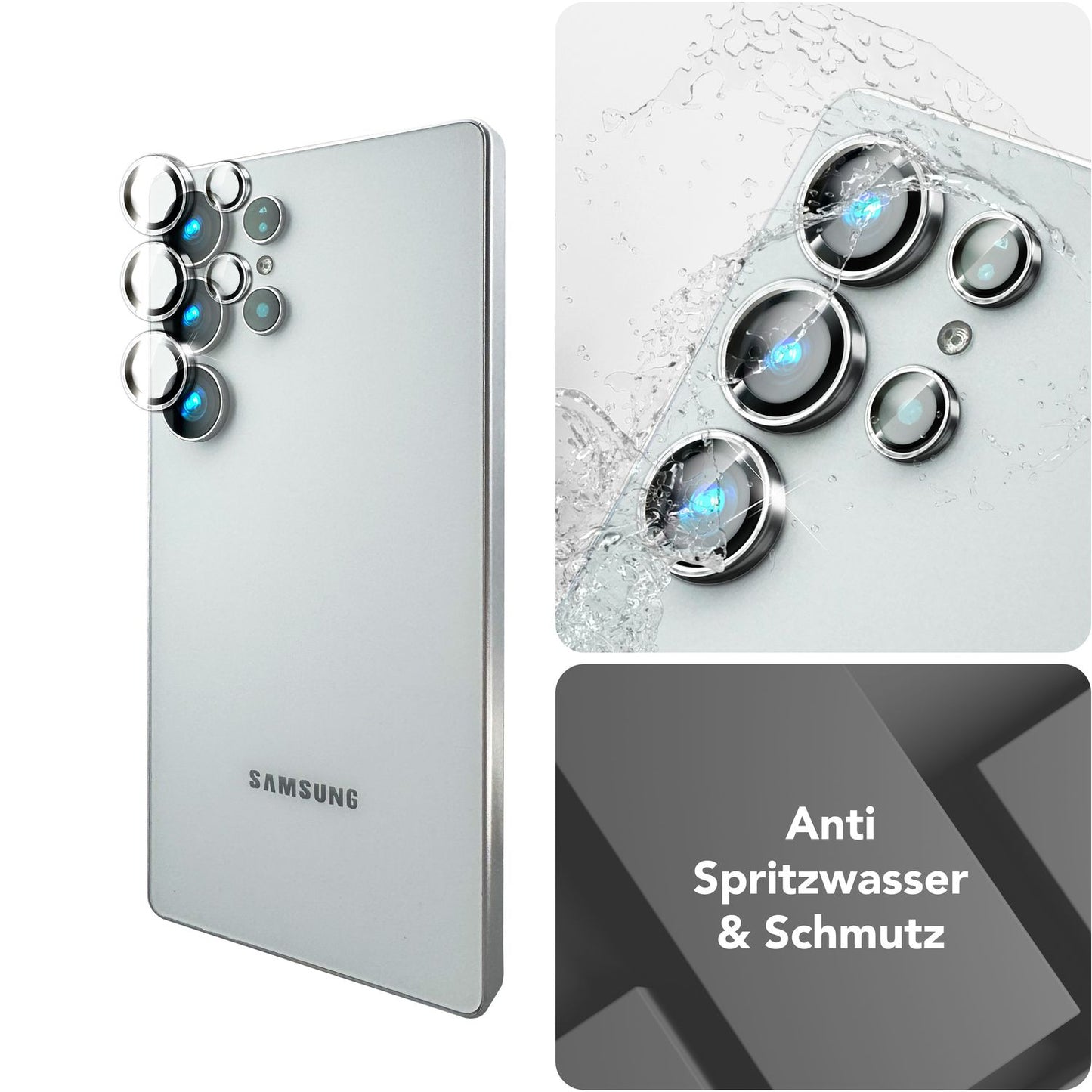 NALIA Glas Kameraschutzringe für Samsung Galaxy S25 Ultra – Linsenschutz & Case Friendly – FOCUS.PRO CLX (9H Härtegrad & Montagerahmen) – Marke aus Berlin