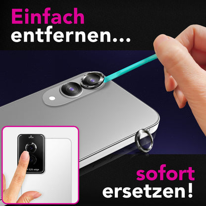 NALIA Glas Kameraschutzringe für Samsung Galaxy S25 Edge – Linsenschutz & Case Friendly – FOCUS.PRO CLX (9H Härtegrad & Montagerahmen) – Marke aus Berlin
