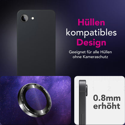 NALIA Glas Kameraschutzringe für iPhone 16e / 17e – Linsenschutz & Case Friendly – FOCUS.PRO CLX (9H Härtegrad & Montagerahmen) – Marke aus Berlin