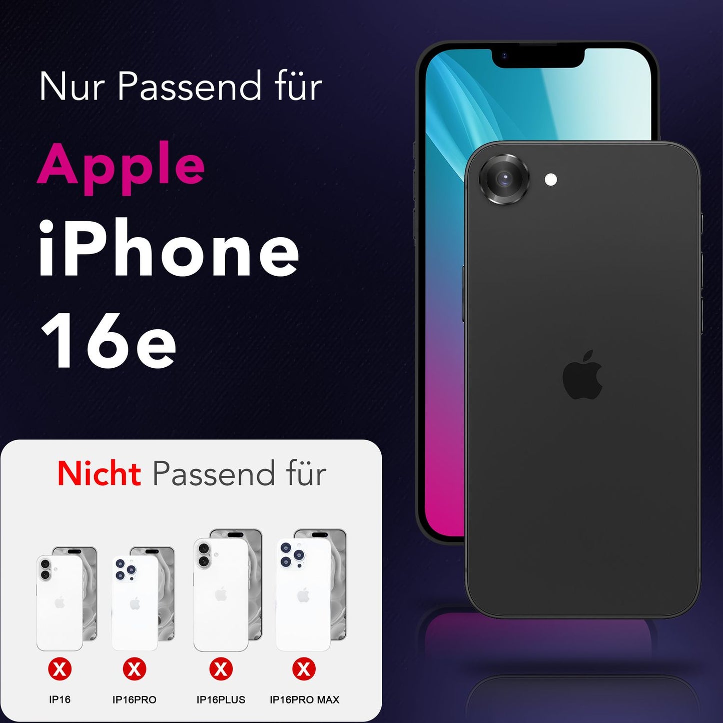 NALIA Glas Kameraschutzringe für iPhone 16e / 17e – Linsenschutz & Case Friendly – FOCUS.PRO CLX (9H Härtegrad & Montagerahmen) – Marke aus Berlin