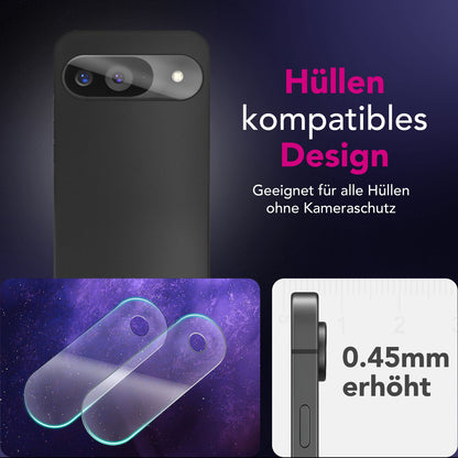 NALIA 2x Kameraschutzglas für Google Pixel 9 – Linsenschutz 9H & Case-Friendly – FOCUS.X2 MAX (HD-Echtglas Transparent) – Marke aus Berlin