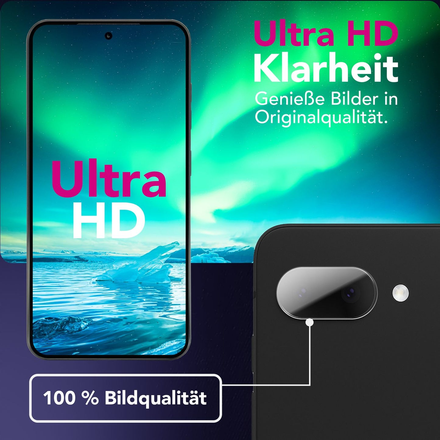 NALIA 2x Kameraschutzglas für Google Pixel 9a – Linsenschutz 9H & Case-Friendly – FOCUS.X2 MAX (HD-Echtglas Transparent) – Marke aus Berlin