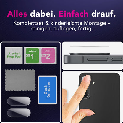NALIA 2x Kameraschutzglas für Samsung Galaxy A26 – Linsenschutz 9H & Case-Friendly – FOCUS.X2 MAX (HD-Echtglas Transparent) – Marke aus Berlin