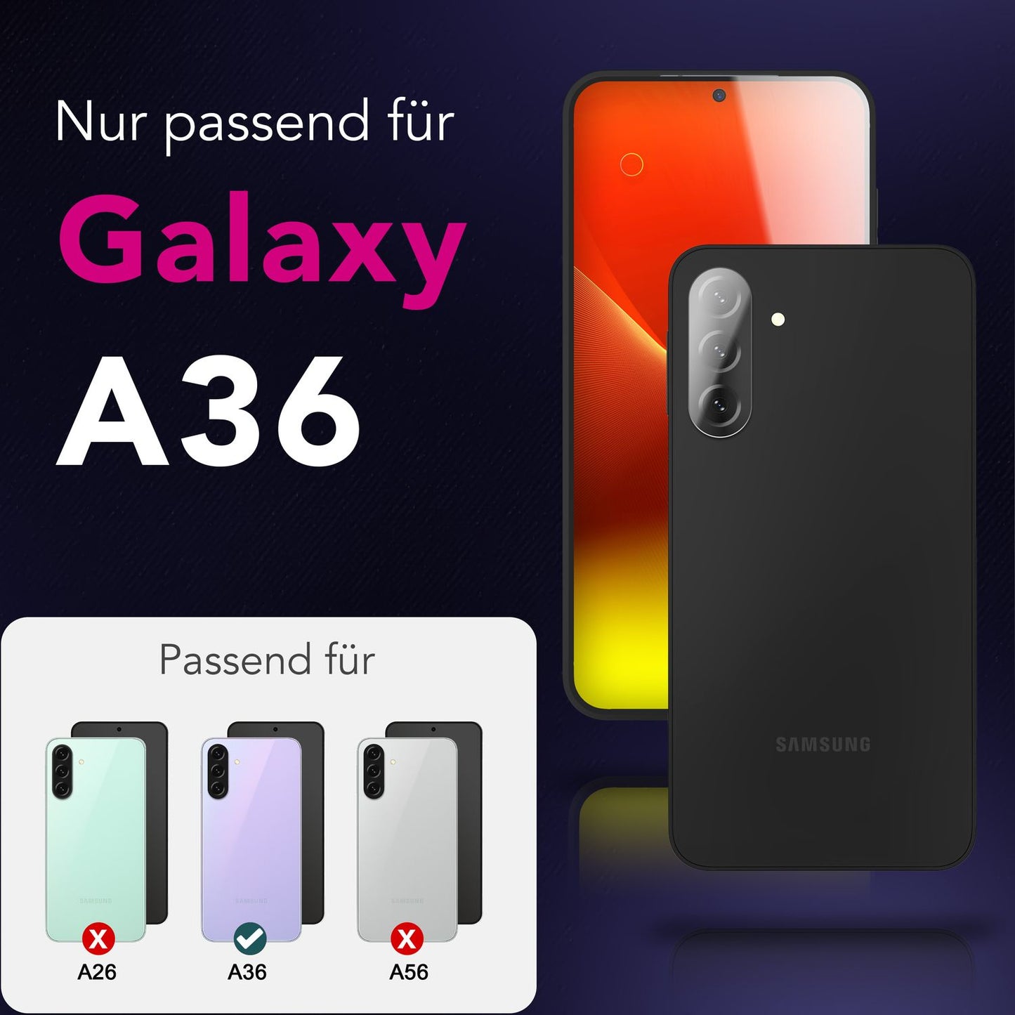 NALIA 2x Kameraschutzglas für Samsung Galaxy A36 – Linsenschutz 9H & Case-Friendly – FOCUS.X2 MAX (HD-Echtglas Transparent) – Marke aus Berlin