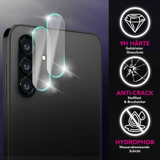 NALIA 2x Kameraschutzglas für Samsung Galaxy A56 – Linsenschutz 9H & Case-Friendly – FOCUS.X2 MAX (HD-Echtglas Transparent) – Marke aus Berlin