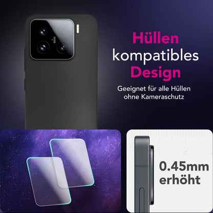 NALIA 2x Kameraschutzglas für Xiaomi 15 – Linsenschutz 9H & Case-Friendly – FOCUS.X2 MAX (HD-Echtglas Transparent) – Marke aus Berlin