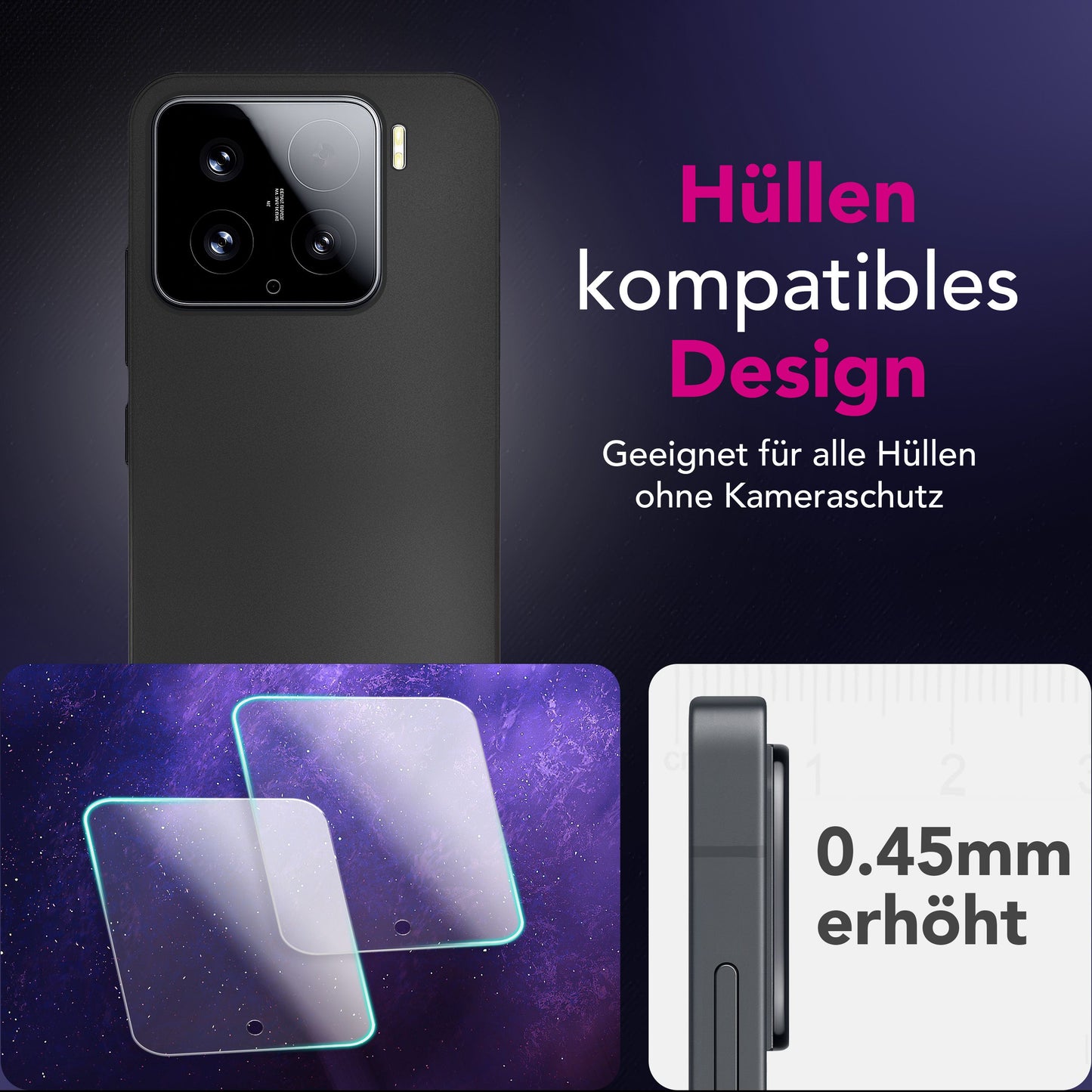 NALIA 2x Kameraschutzglas für Xiaomi 15 – Linsenschutz 9H & Case-Friendly – FOCUS.X2 MAX (HD-Echtglas Transparent) – Marke aus Berlin