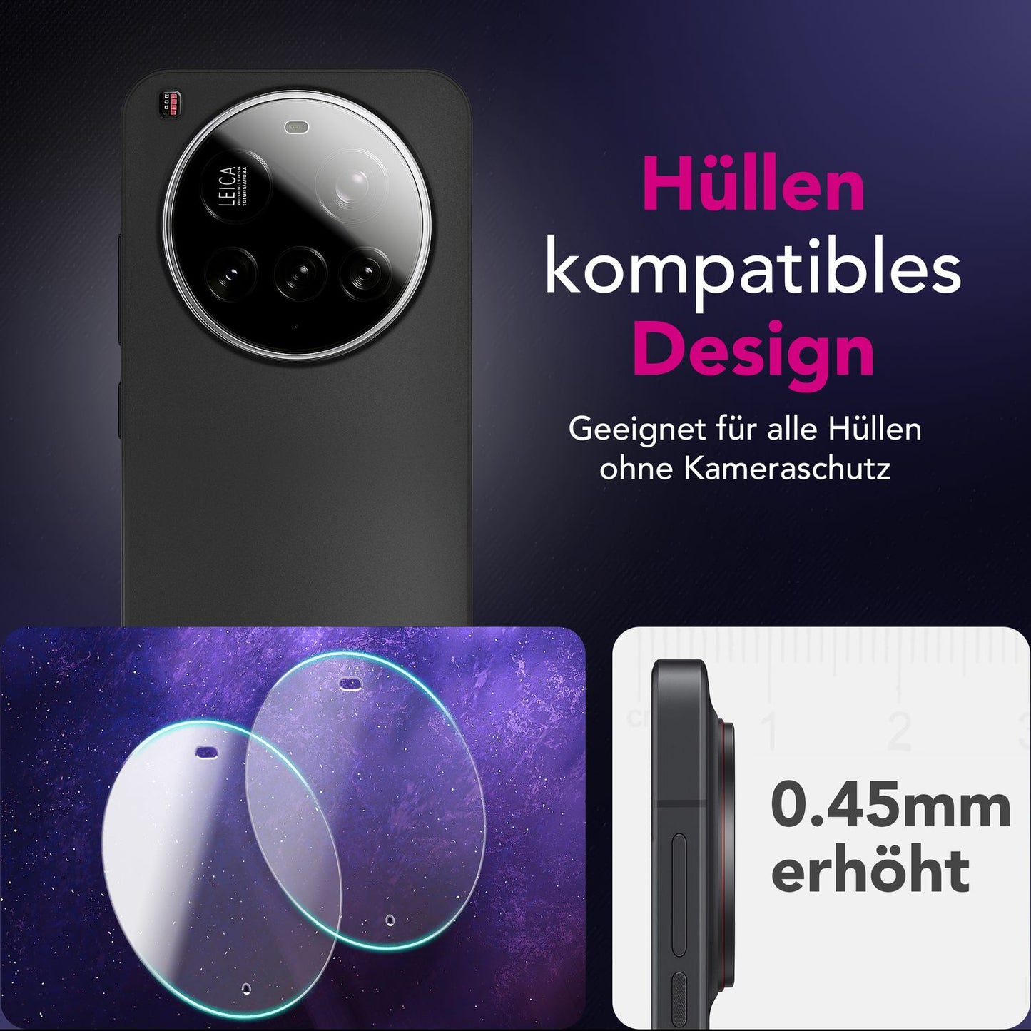 NALIA 2x Kameraschutzglas für Xiaomi 15 Ultra – Linsenschutz 9H & Case-Friendly – FOCUS.X2 MAX (HD-Echtglas Transparent) – Marke aus Berlin