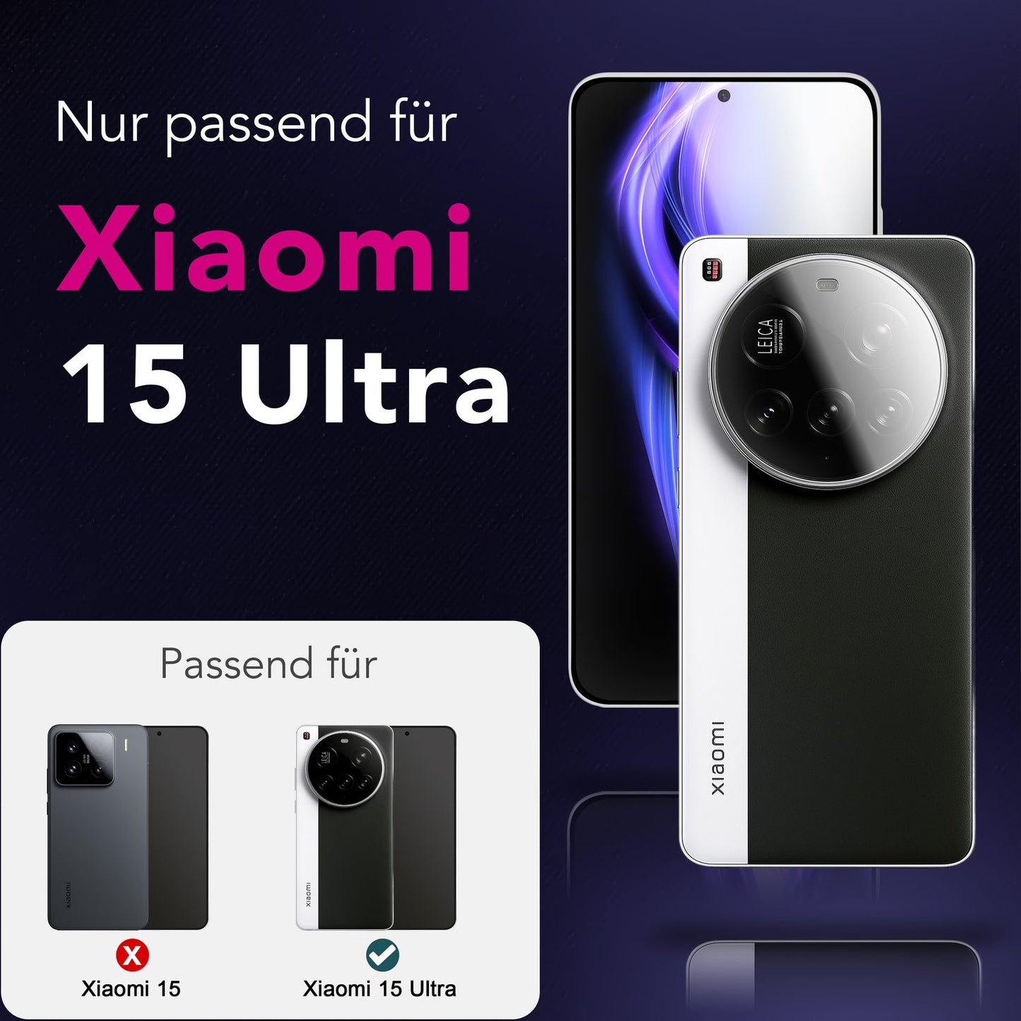 NALIA 2x Kameraschutzglas für Xiaomi 15 Ultra – Linsenschutz 9H & Case-Friendly – FOCUS.X2 MAX (HD-Echtglas Transparent) – Marke aus Berlin