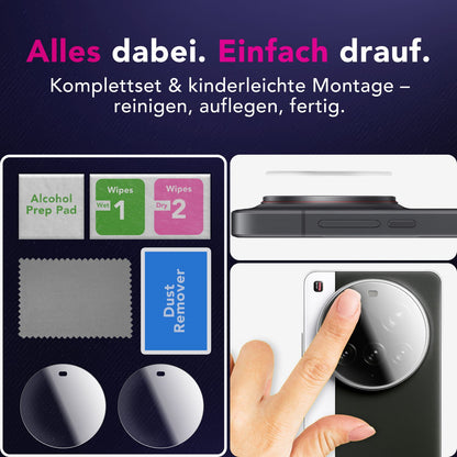 NALIA 2x Kameraschutzglas für Xiaomi 15 Ultra – Linsenschutz 9H & Case-Friendly – FOCUS.X2 MAX (HD-Echtglas Transparent) – Marke aus Berlin