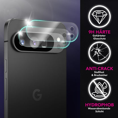 NALIA 2x Kameraschutzglas für Google Pixel 9 Pro – Linsenschutz 9H & Case-Friendly – FOCUS.X2 MAX (HD-Echtglas Transparent) – Marke aus Berlin