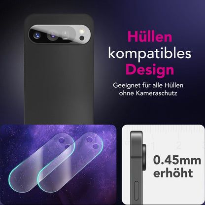 NALIA 2x Kameraschutzglas für Google Pixel 9 Pro – Linsenschutz 9H & Case-Friendly – FOCUS.X2 MAX (HD-Echtglas Transparent) – Marke aus Berlin