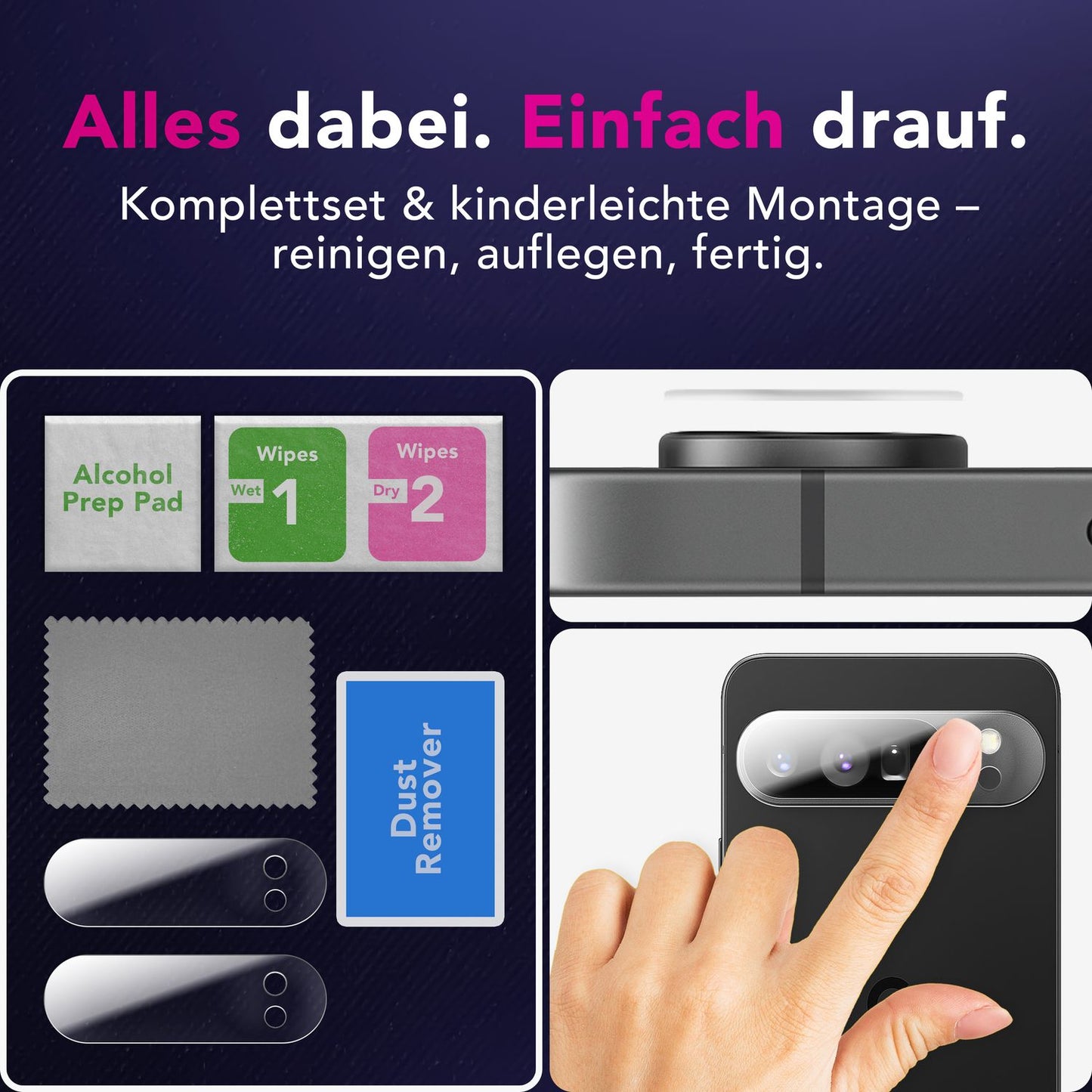 NALIA 2x Kameraschutzglas für Google Pixel 9 Pro – Linsenschutz 9H & Case-Friendly – FOCUS.X2 MAX (HD-Echtglas Transparent) – Marke aus Berlin