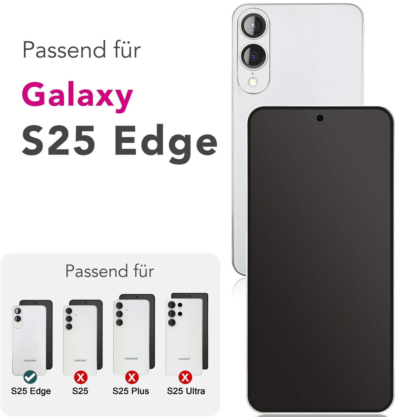 NALIA 2x Schutzglas für Samsung Galaxy S25 Edge – Full-Screen Schutz 9H & Hüllenfreundlich – ARMORGLASSX (Display Glasfolie Transparent & 9H Härte) – Marke aus Berlin