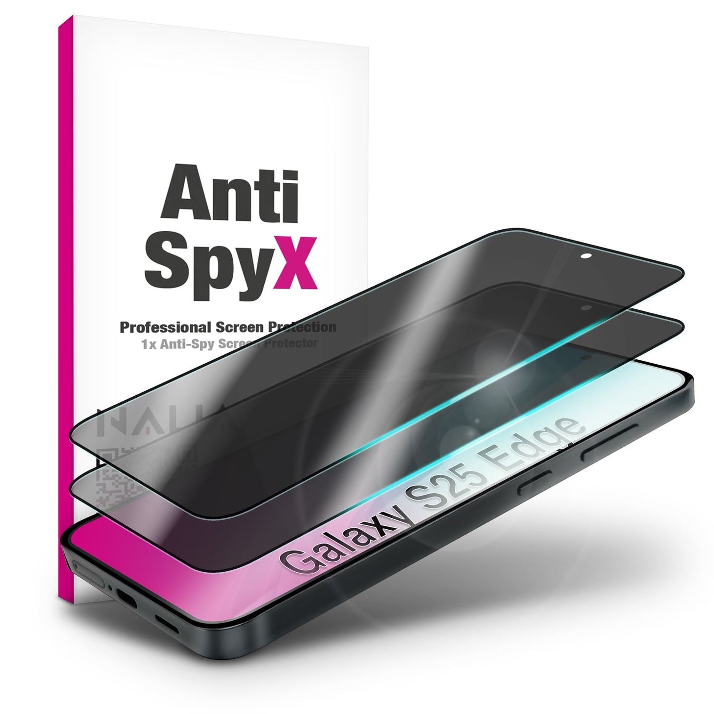 NALIA Blickschutzglas für Samsung Galaxy S25 Edge – Härte 9H & Robust – ANTISPYX (Privacy Full-Cover) – Marke aus Berlin