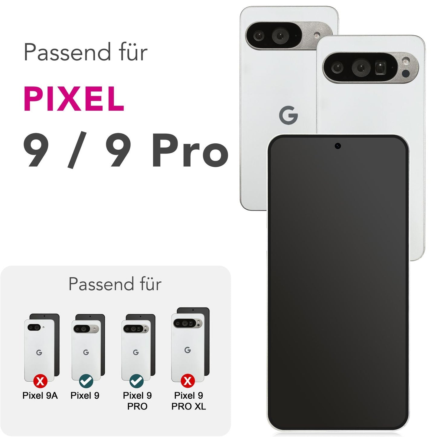 NALIA 2x Schutzglas für Google Pixel 9 / 9 Pro – Full-Screen Schutz 9H & Hüllenfreundlich – ARMORGLASSX (Display Glasfolie Transparent & 9H Härte) – Marke aus Berlin