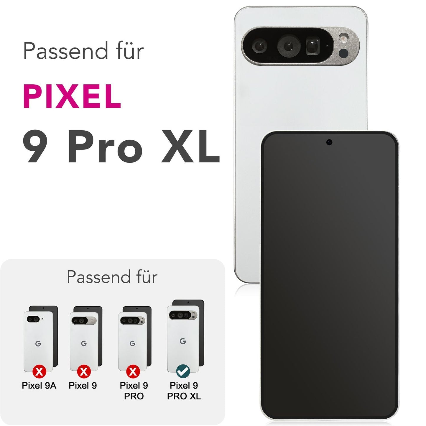 NALIA 2x Schutzglas für Google Pixel 9 Pro XL – Full-Screen Schutz 9H & Hüllenfreundlich – ARMORGLASSX (Display Glasfolie Transparent & 9H Härte) – Marke aus Berlin