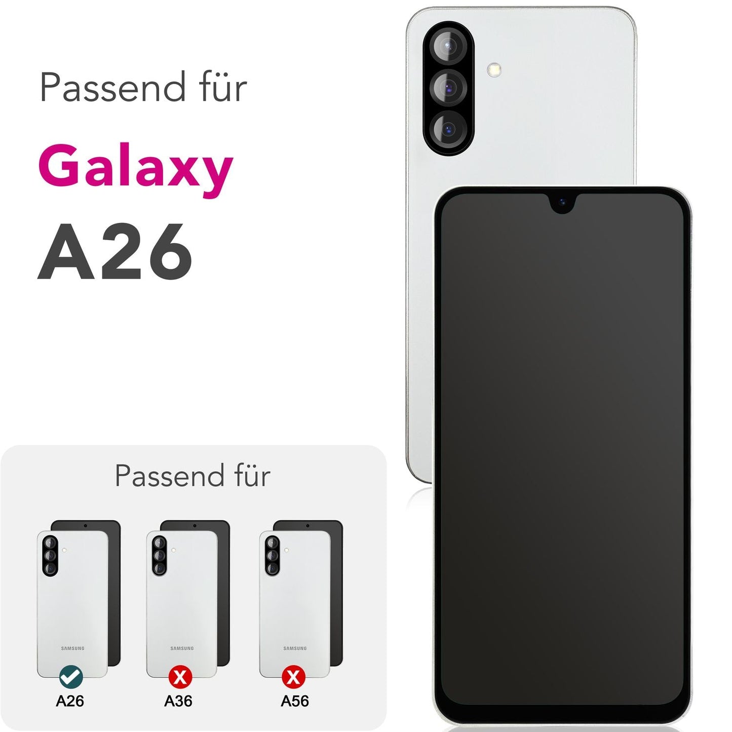 NALIA 2x Schutzglas für Samsung Galaxy A26 – Full-Screen Schutz 9H & Hüllenfreundlich – ARMORGLASSX (Display Glasfolie Transparent & 9H Härte) – Marke aus Berlin