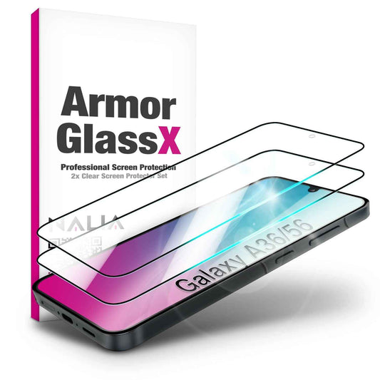 NALIA 2x Schutzglas für Samsung Galaxy A36 / A56 – Full-Screen Schutz 9H & Hüllenfreundlich – ARMORGLASSX (Display Glasfolie Transparent & 9H Härte) – Marke aus Berlin