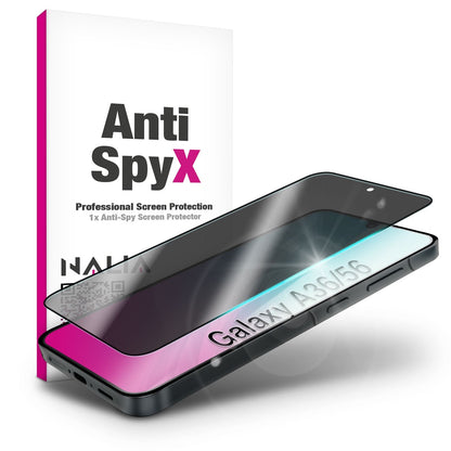 NALIA Blickschutzglas für Samsung Galaxy A36 / A56 – Härte 9H & Robust – ANTISPYX (Privacy Full-Cover) – Marke aus Berlin