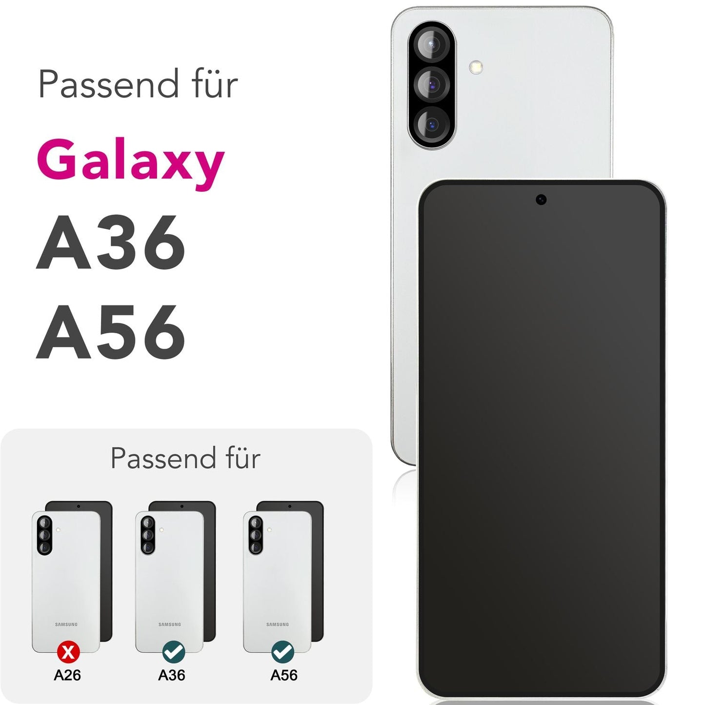 NALIA Blickschutzglas für Samsung Galaxy A36 / A56 – Härte 9H & Robust – ANTISPYX (Privacy Full-Cover) – Marke aus Berlin