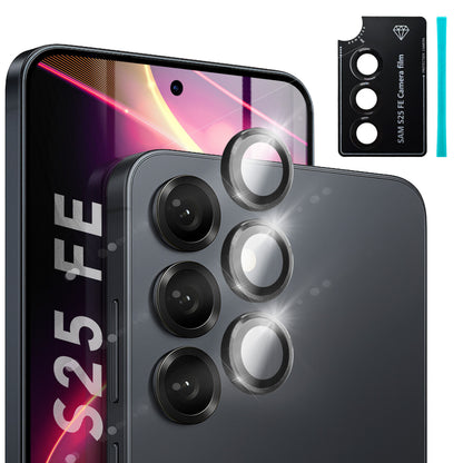 NALIA Glas Kameraschutzringe für Samsung Galaxy S25 FE – Linsenschutz & Case Friendly – FOCUS.PRO CLX (9H Härtegrad & Montagerahmen) – Marke aus Berlin