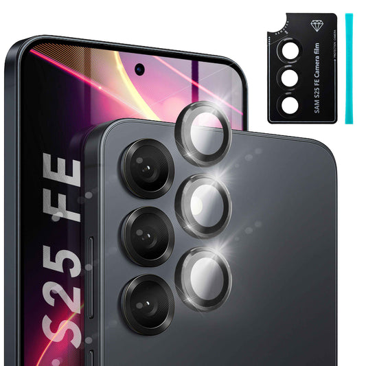 NALIA Glas Kameraschutzringe für Samsung Galaxy S25 FE – Linsenschutz & Case Friendly – FOCUS.PRO CLX (9H Härtegrad & Montagerahmen) – Marke aus Berlin
