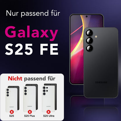 NALIA Glas Kameraschutzringe für Samsung Galaxy S25 FE – Linsenschutz & Case Friendly – FOCUS.PRO CLX (9H Härtegrad & Montagerahmen) – Marke aus Berlin
