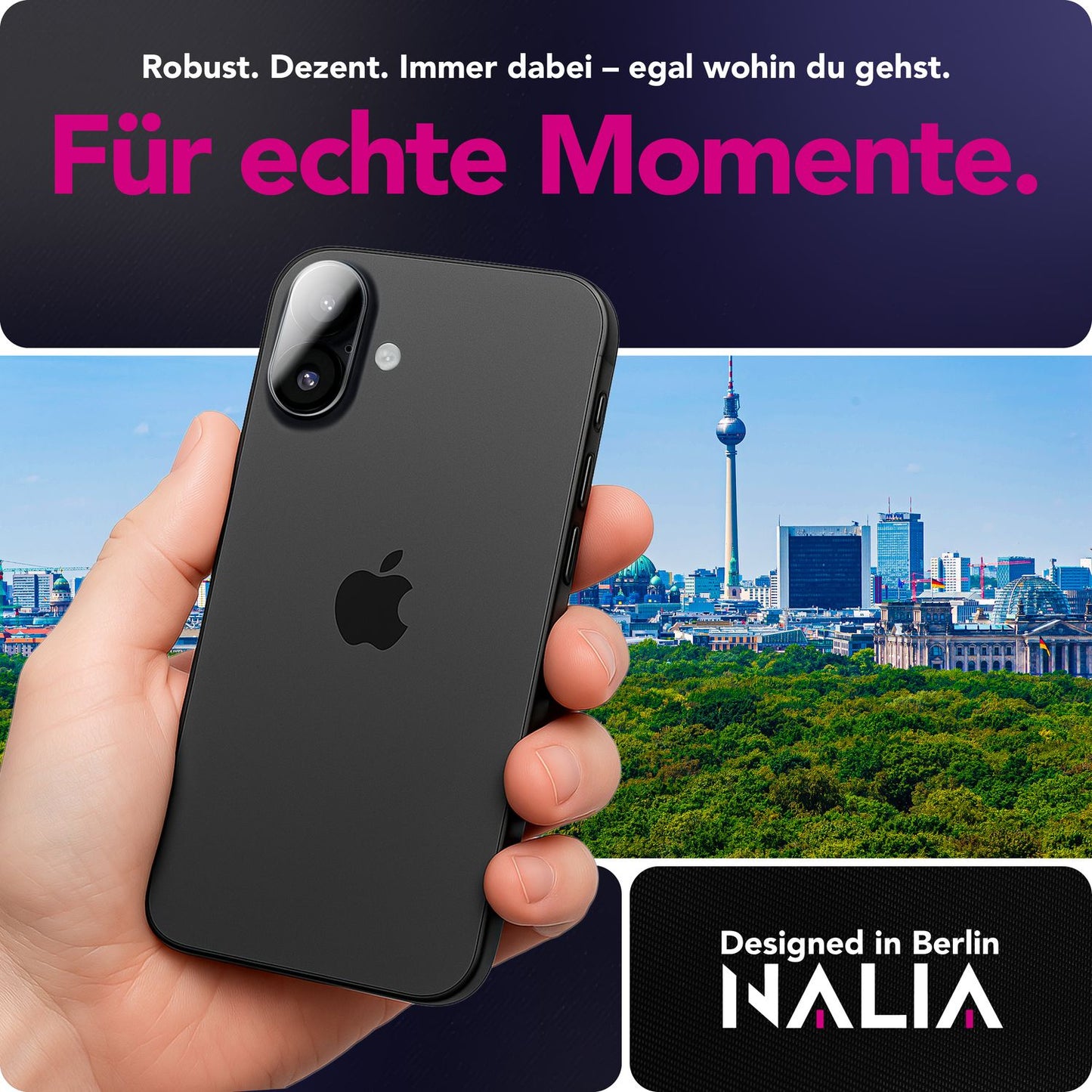 NALIA 2x Kameraschutzglas für iPhone 17 – Linsenschutz 9H & Case-Friendly – FOCUS.X2 MAX (HD-Echtglas Transparent) – Marke aus Berlin