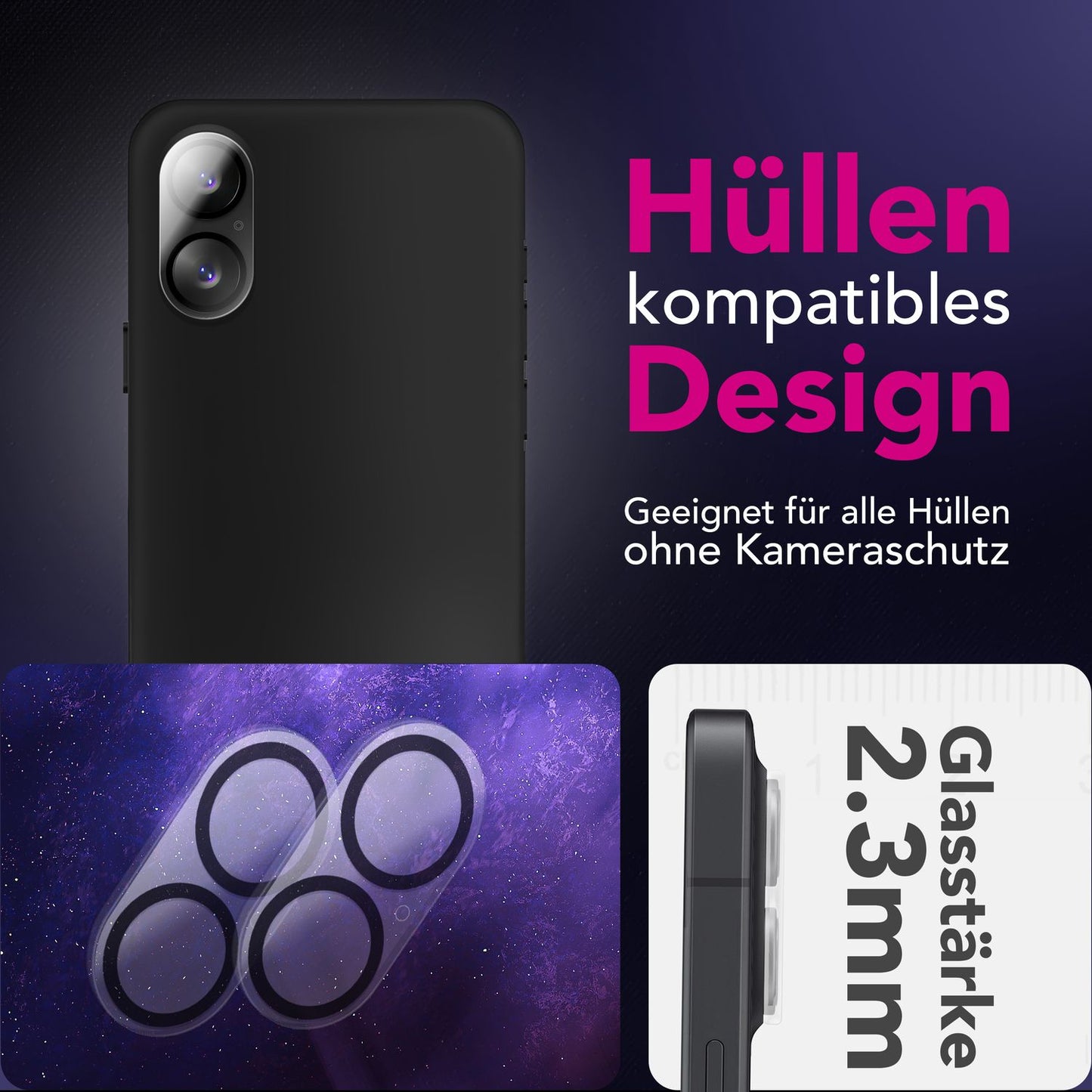 NALIA 2x Kameraschutzglas für iPhone 17 – Linsenschutz 9H & Case-Friendly – FOCUS.X2 MAX (HD-Echtglas Transparent) – Marke aus Berlin