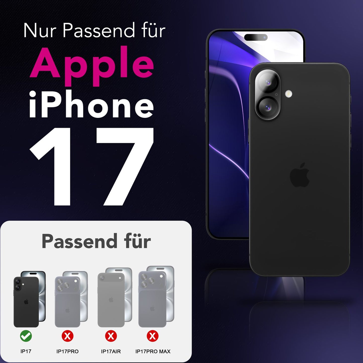 NALIA 2x Kameraschutzglas für iPhone 17 – Linsenschutz 9H & Case-Friendly – FOCUS.X2 MAX (HD-Echtglas Transparent) – Marke aus Berlin