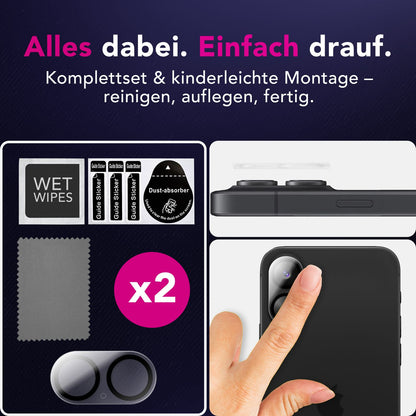 NALIA 2x Kameraschutzglas für iPhone 17 – Linsenschutz 9H & Case-Friendly – FOCUS.X2 MAX (HD-Echtglas Transparent) – Marke aus Berlin
