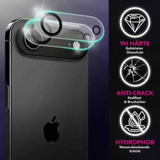 NALIA 2x Kameraschutzglas für iPhone 17 Air – Linsenschutz 9H & Case-Friendly – FOCUS.X2 MAX (HD-Echtglas Transparent) – Marke aus Berlin
