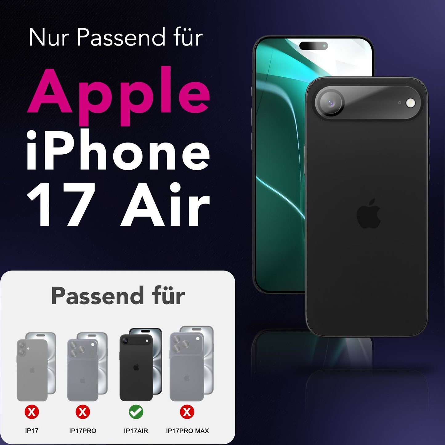 NALIA 2x Kameraschutzglas für iPhone 17 Air – Linsenschutz 9H & Case-Friendly – FOCUS.X2 MAX (HD-Echtglas Transparent) – Marke aus Berlin