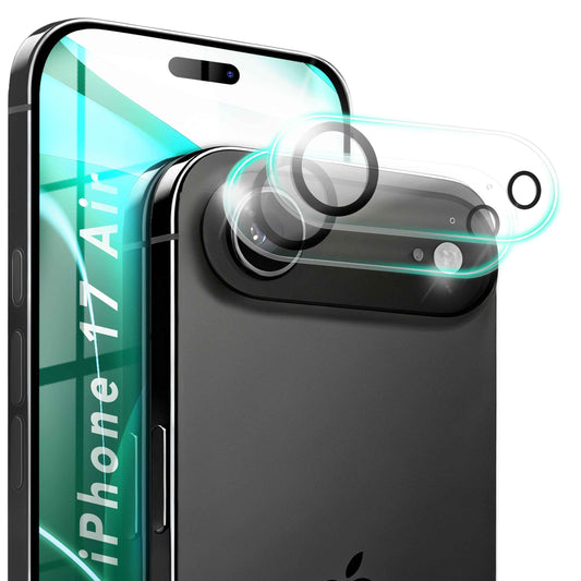 NALIA 2x Kameraschutzglas für iPhone 17 Air – Linsenschutz 9H & Case-Friendly – FOCUS.X2 MAX (HD-Echtglas Transparent) – Marke aus Berlin