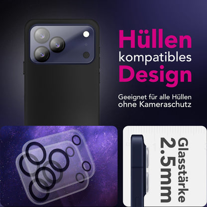 NALIA 2x Kameraschutzglas für iPhone 17 Pro – Linsenschutz 9H & Case-Friendly – FOCUS.X2 MAX (HD-Echtglas Transparent) – Marke aus Berlin