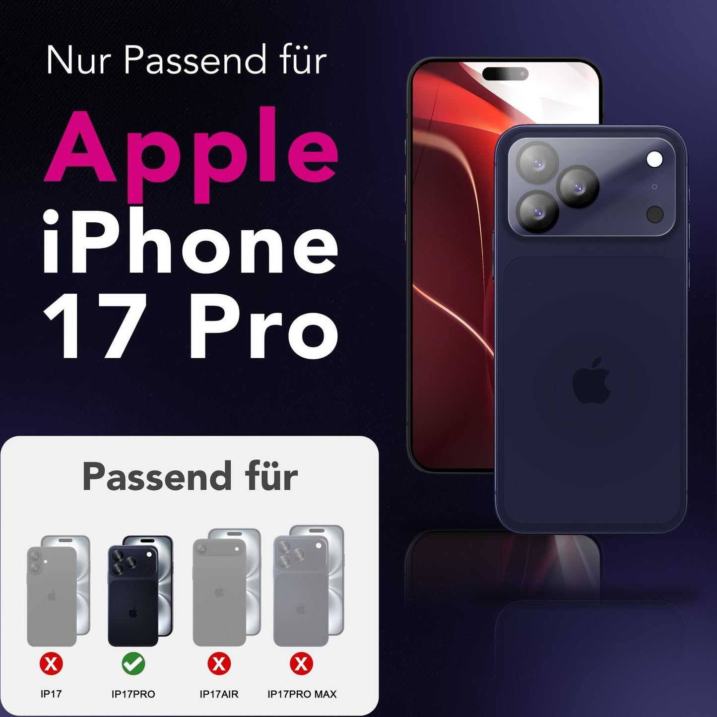 NALIA 2x Kameraschutzglas für iPhone 17 Pro – Linsenschutz 9H & Case-Friendly – FOCUS.X2 MAX (HD-Echtglas Transparent) – Marke aus Berlin