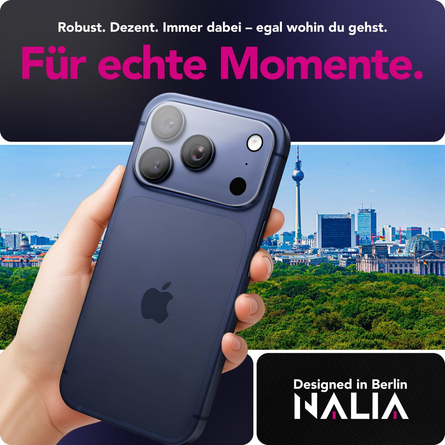 NALIA 2x Kameraschutzglas für iPhone 17 Pro Max – Linsenschutz 9H & Case-Friendly – FOCUS.X2 MAX (HD-Echtglas Transparent) – Marke aus Berlin