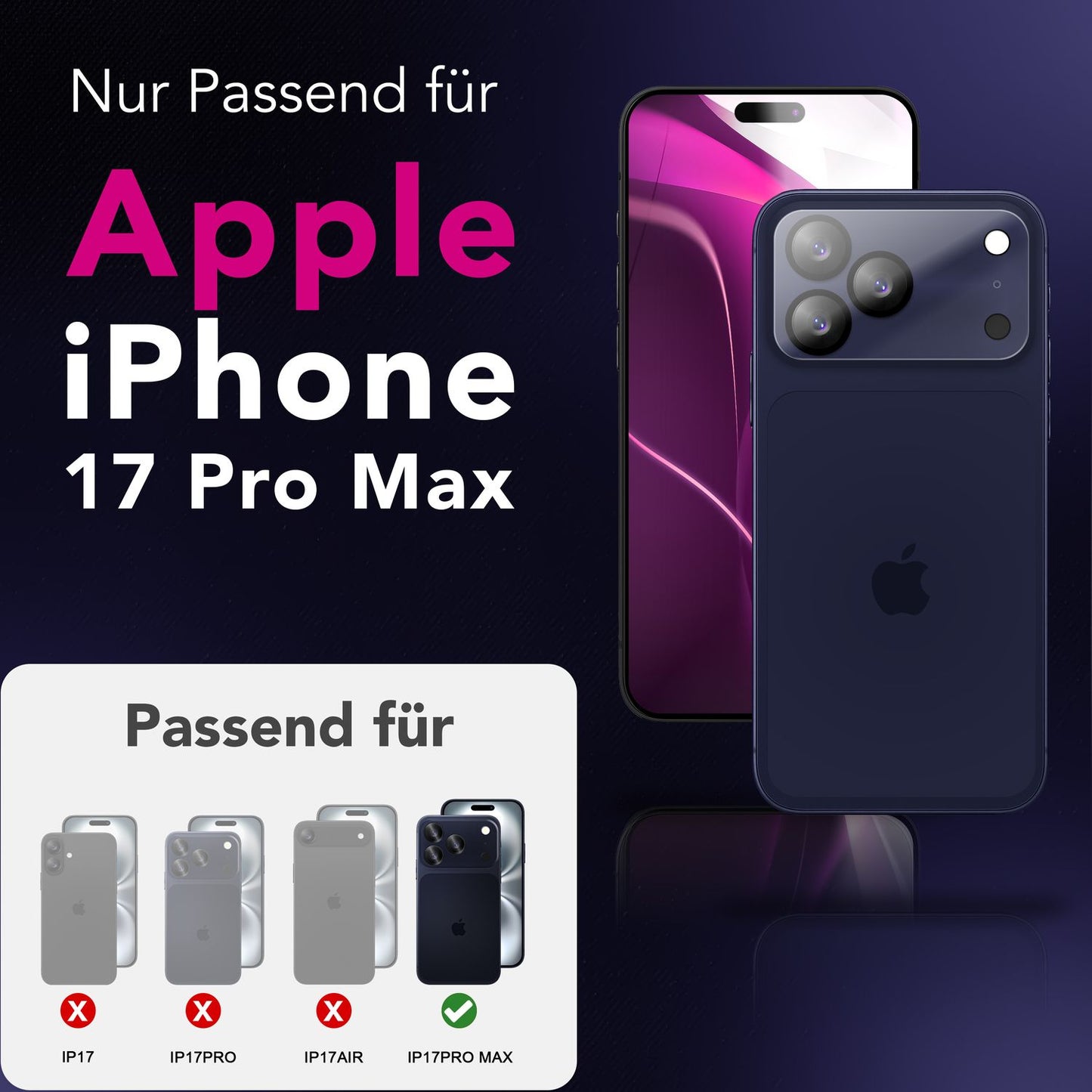 NALIA 2x Kameraschutzglas für iPhone 17 Pro Max – Linsenschutz 9H & Case-Friendly – FOCUS.X2 MAX (HD-Echtglas Transparent) – Marke aus Berlin