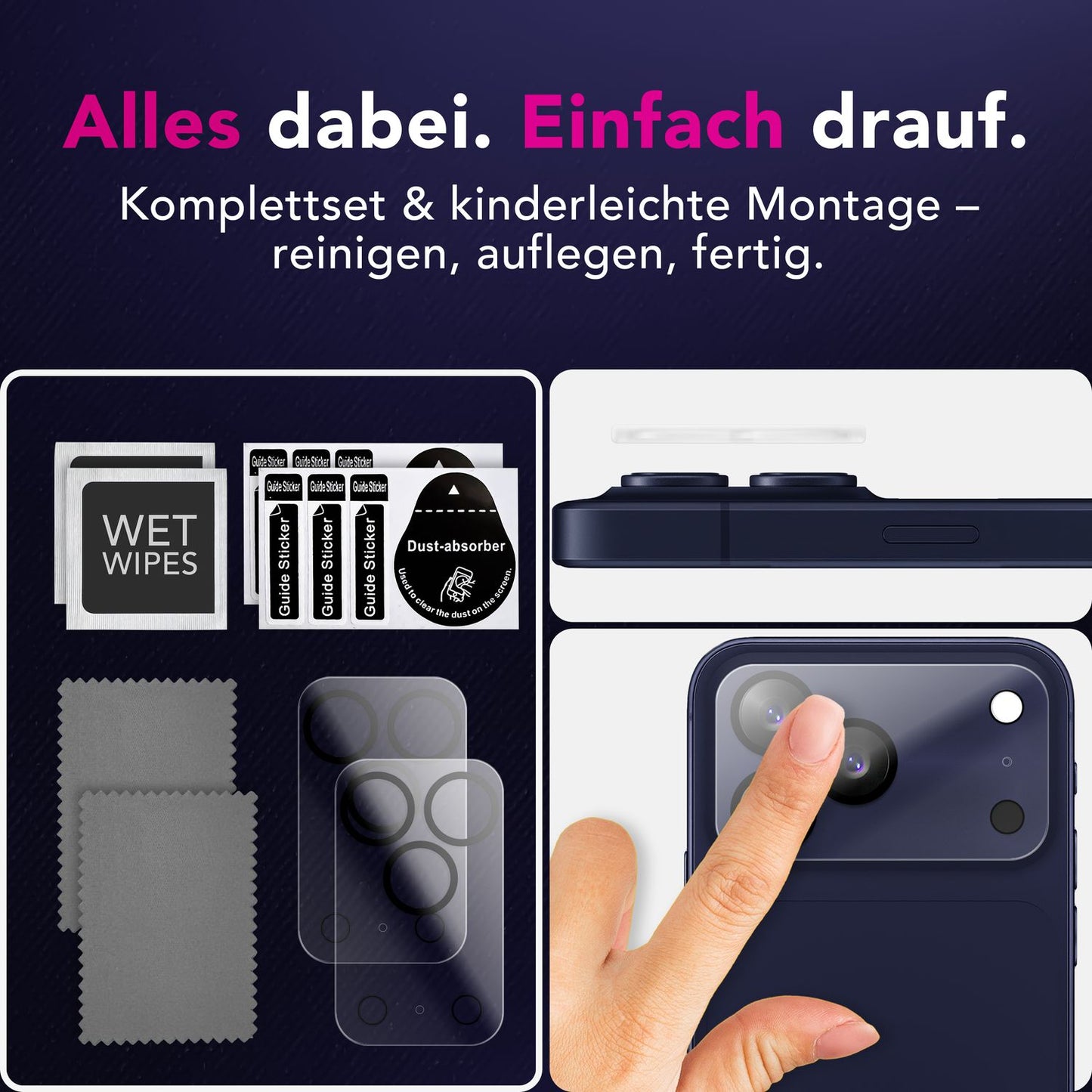 NALIA 2x Kameraschutzglas für iPhone 17 Pro Max – Linsenschutz 9H & Case-Friendly – FOCUS.X2 MAX (HD-Echtglas Transparent) – Marke aus Berlin