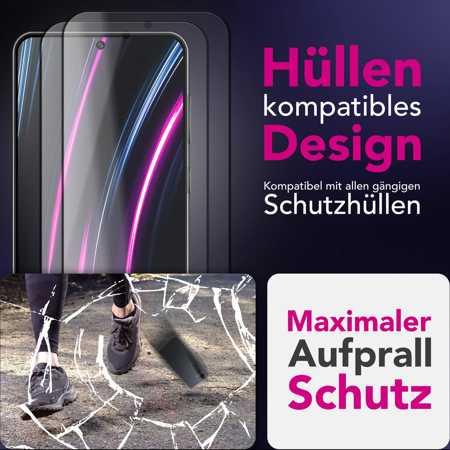 NALIA 2x Schutzglas für Samsung Galaxy S25 FE – Full-Screen Schutz 9H & Hüllenfreundlich – ARMORGLASSX (Display Glasfolie Transparent & 9H Härte) – Marke aus Berlin