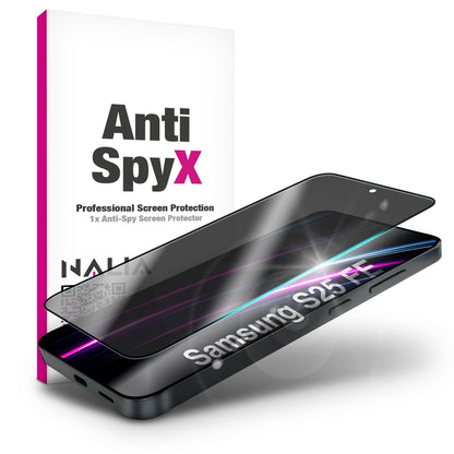 NALIA Blickschutzglas für Samsung Galaxy S25 FE – Härte 9H & Robust – ANTISPYX (Privacy Full-Cover) – Marke aus Berlin