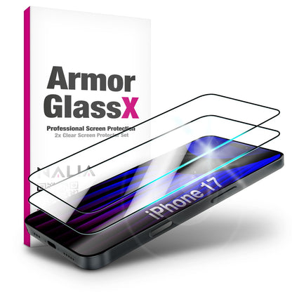 NALIA ArmorGlassX passend für Apple iPhone 17 Glas (super klarer Displayschutz), 2x Schutzglas 9H gehärtet, Anti-Fingerprint, Robust, Hüllen-freundlich, Touch-sensitiv, Oleophob, schwarzer Rahmen