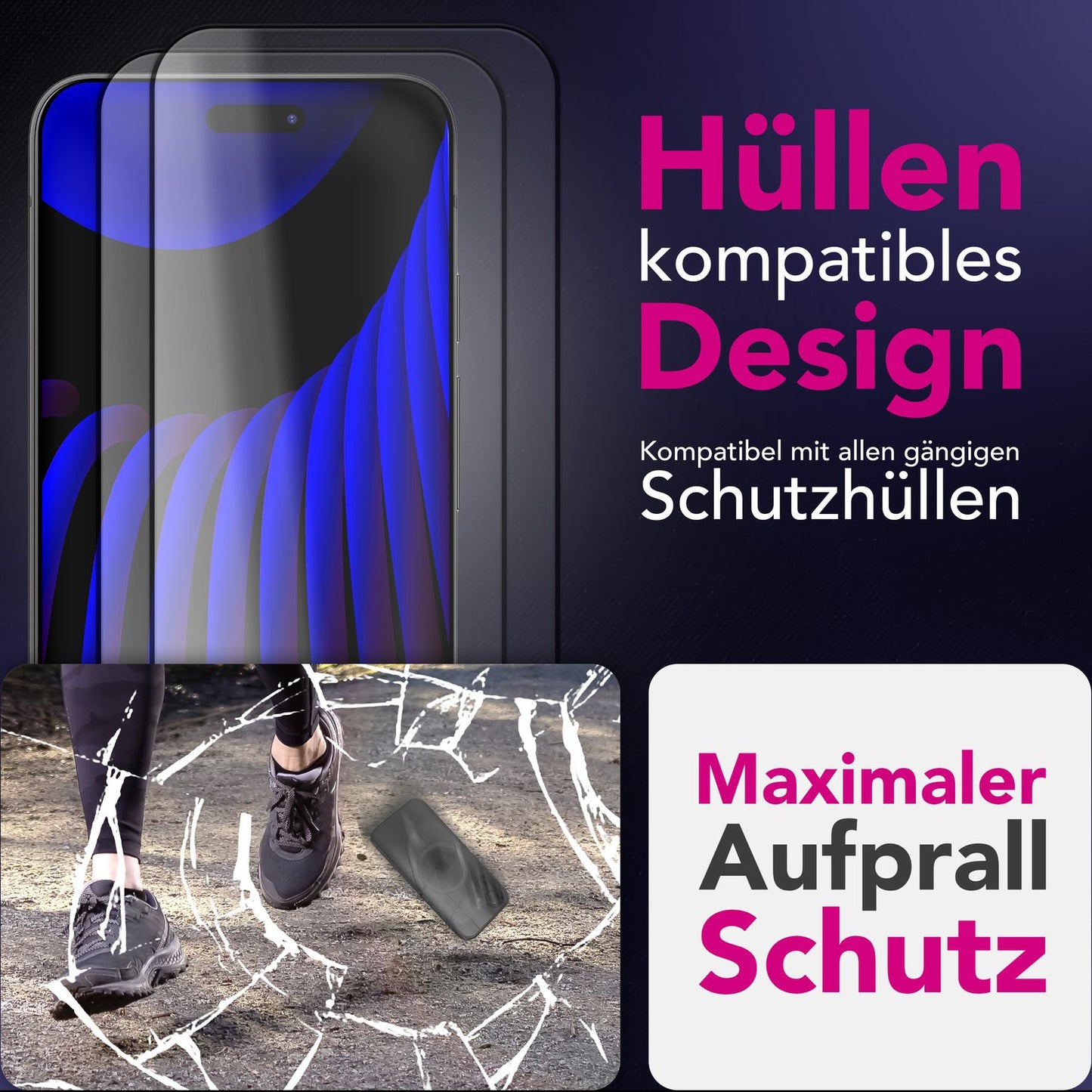 NALIA ArmorGlassX passend für Apple iPhone 17 Glas (super klarer Displayschutz), 2x Schutzglas 9H gehärtet, Anti-Fingerprint, Robust, Hüllen-freundlich, Touch-sensitiv, Oleophob, schwarzer Rahmen